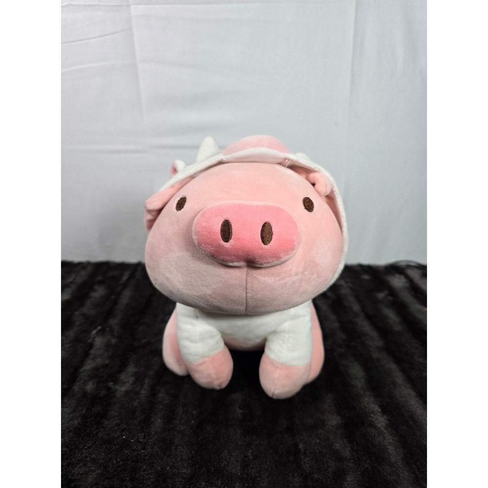 Miniso Pink Pig in Cow Costume Plush Stuffed Animal 10.2in Soft Toy